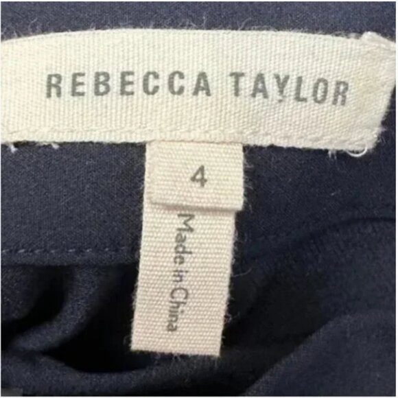 Rebecca Taylor Ava Techy Navy Pants with Tuxedo Black Stripe Size 4 - Picture 8 of 11
